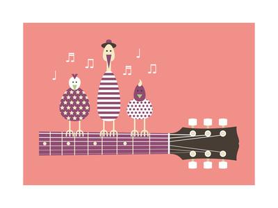 Birds Sing To The Guitar Neck, Vector Cartoon Illustration, Flat Design 400x300 Birds Sing To The Guitar Neck, Vector Cartoon Illustration, Flat Design