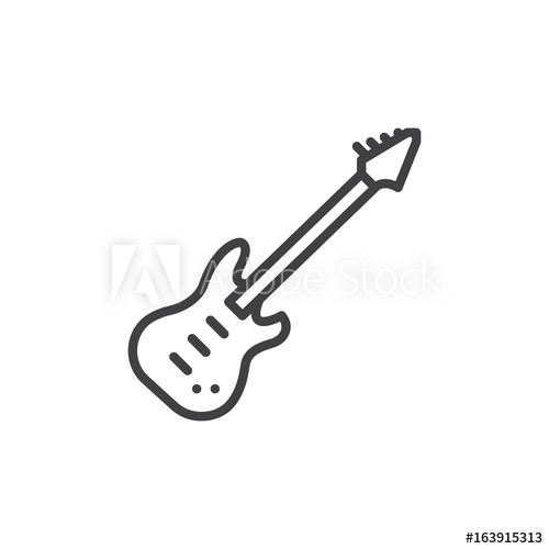 500x500 Electric Guitar Line Icon, Outline Vector Sign, Linear Style