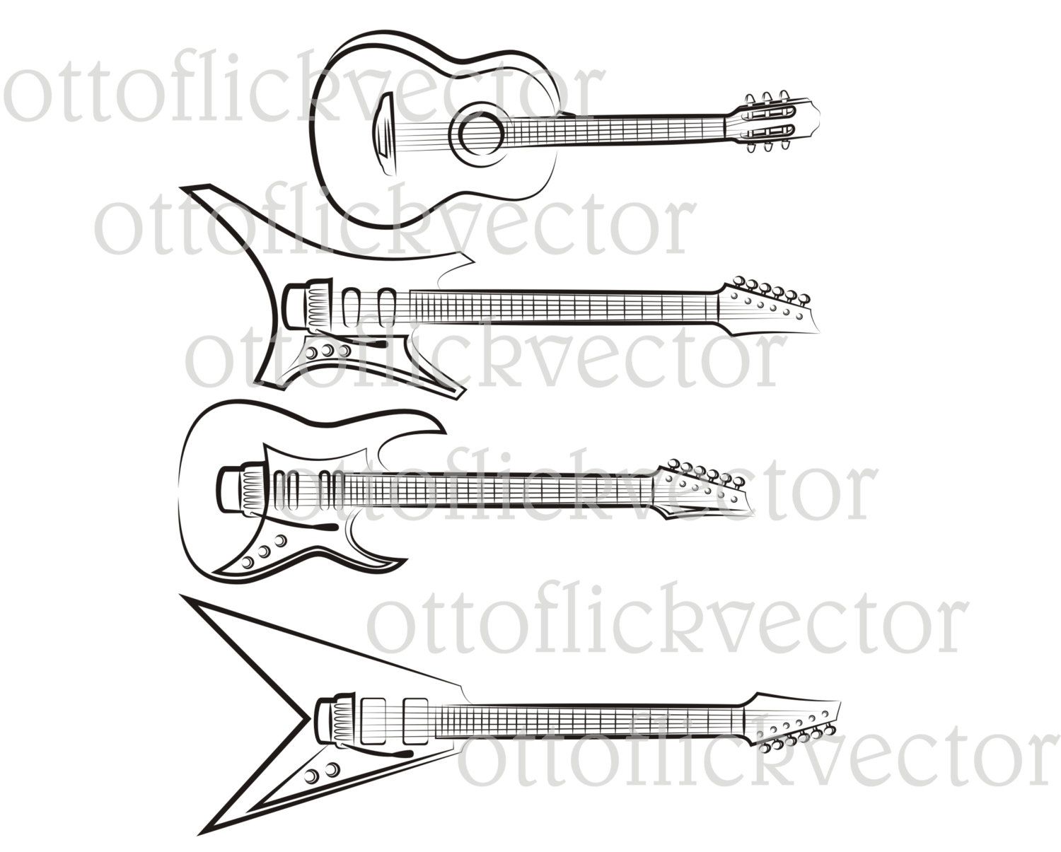 1500x1205 Guitar Silhouettes Clipart, Vector Electric, Acoustic, Rock
