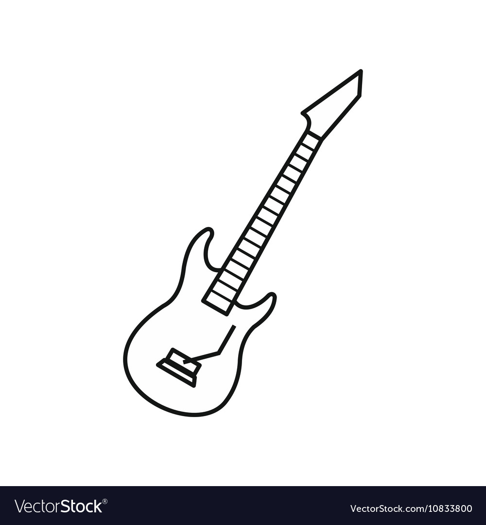 1000x1080 Glamorous Electric Guitar Outline Icon Style Royalty Free Vector