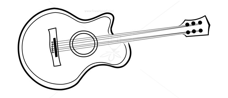800x346 Guitar Outline Vector Free Vectors, Illustrations, Graphics, Clipart