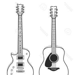 300x300 Photostock Illustration Acoustic Electric Guitar Vector Icons