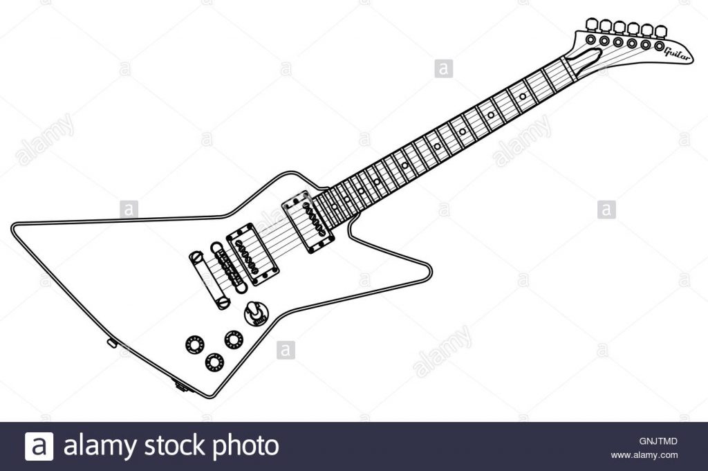 1024x681 Sensational Electric Guitar Outline Modern Stock Vector Art