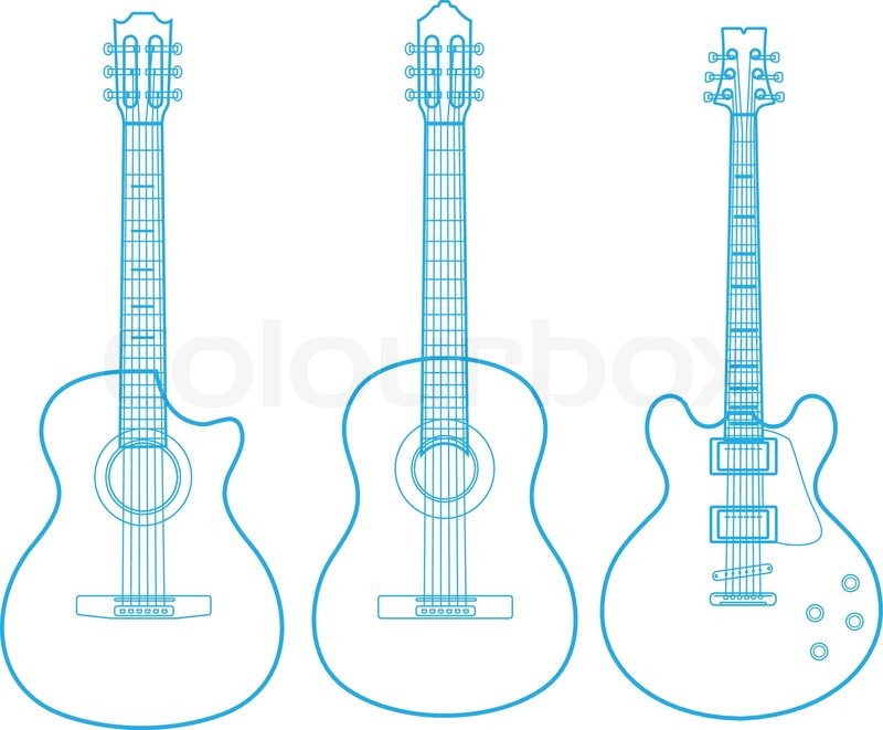 800x661 Vector Silhouettes Of Classic Guitars Stock Vector Colourbox