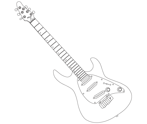 600x506 Cort Guitar Outline Vector Image