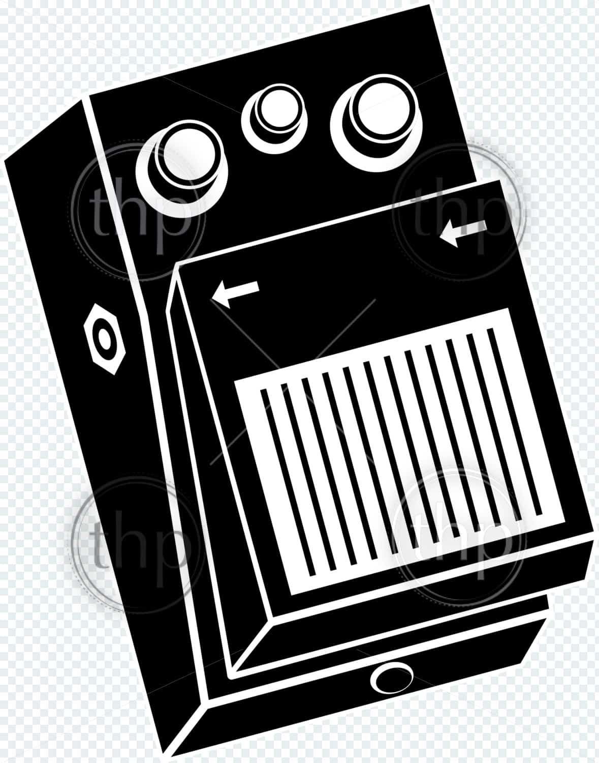1179x1500 Guitar Effects Pedal Vector Illustration In Black And White Vector