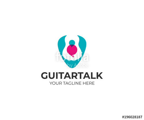 500x417 Guitar In Plectrum And Speech Bubbles Logo Template Guitar Pick