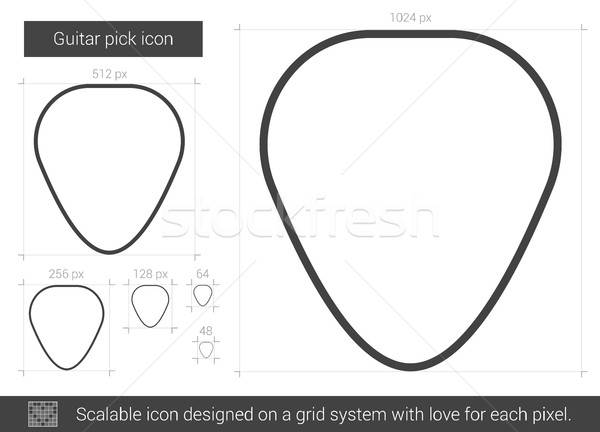 600x432 Guitar Pick Line Icon Vector Illustration Andrei Krauchuk