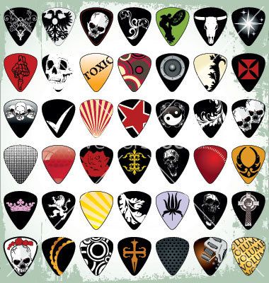 380x400 Guitar Pick Set Vector Art