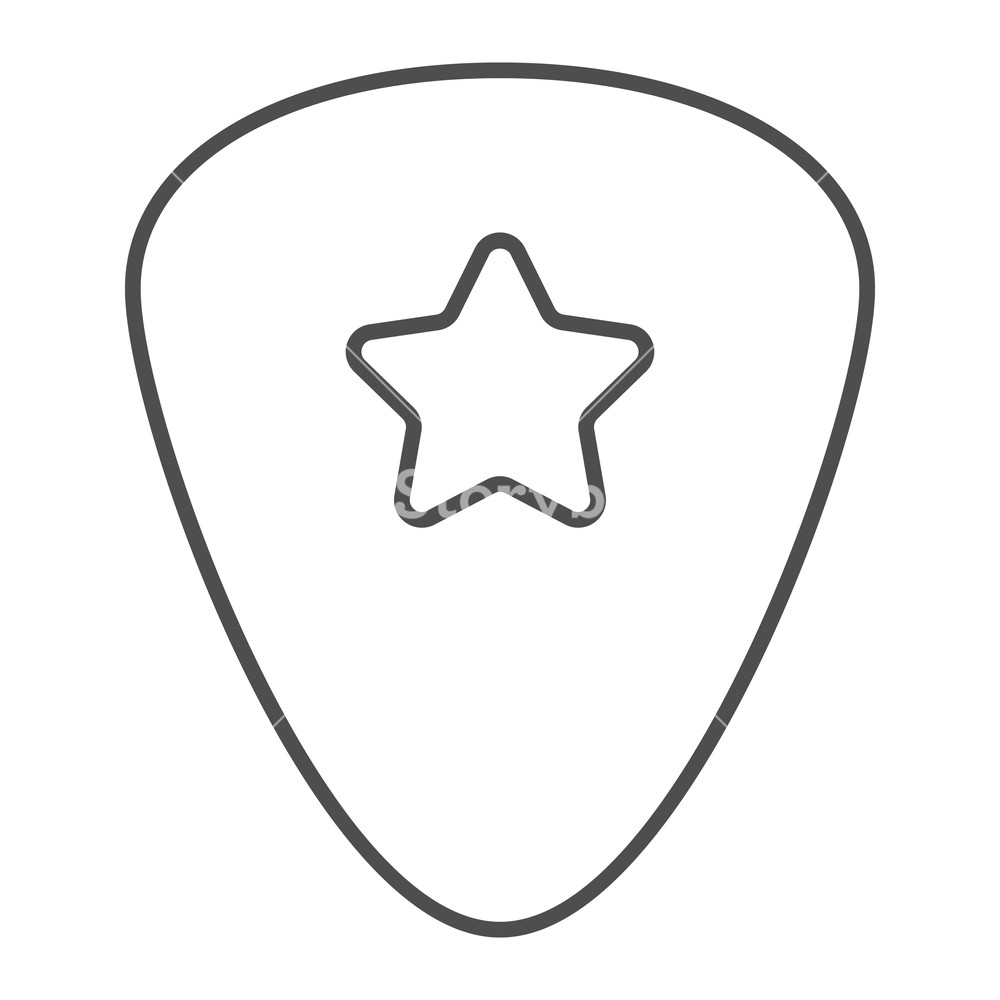 1000x1000 Guitar Pick Thin Line Icon, Musical And Plectrum, Mediator Sign