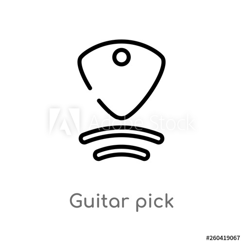 500x500 Outline Guitar Pick Vector Icon Isolated Black Simple Line