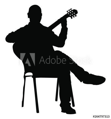 Music Man Sitting On The Chair With Guitar Guitarist Vector 466x500 Music Man Sitting On The Chair With Guitar Guitarist Vector