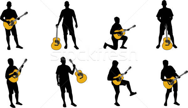 Guitar Player Silhouettes Vector Illustration Slobodan Djajic 600x344 Guitar Player Silhouettes Vector Illustration Slobodan Djajic