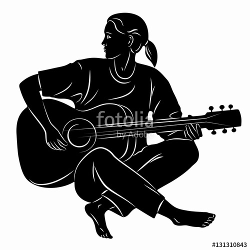 Silhouette Of A Guitar Player Vector Drawing Stock Image 500x500 Silhouette Of A Guitar Player Vector Drawing Stock Image