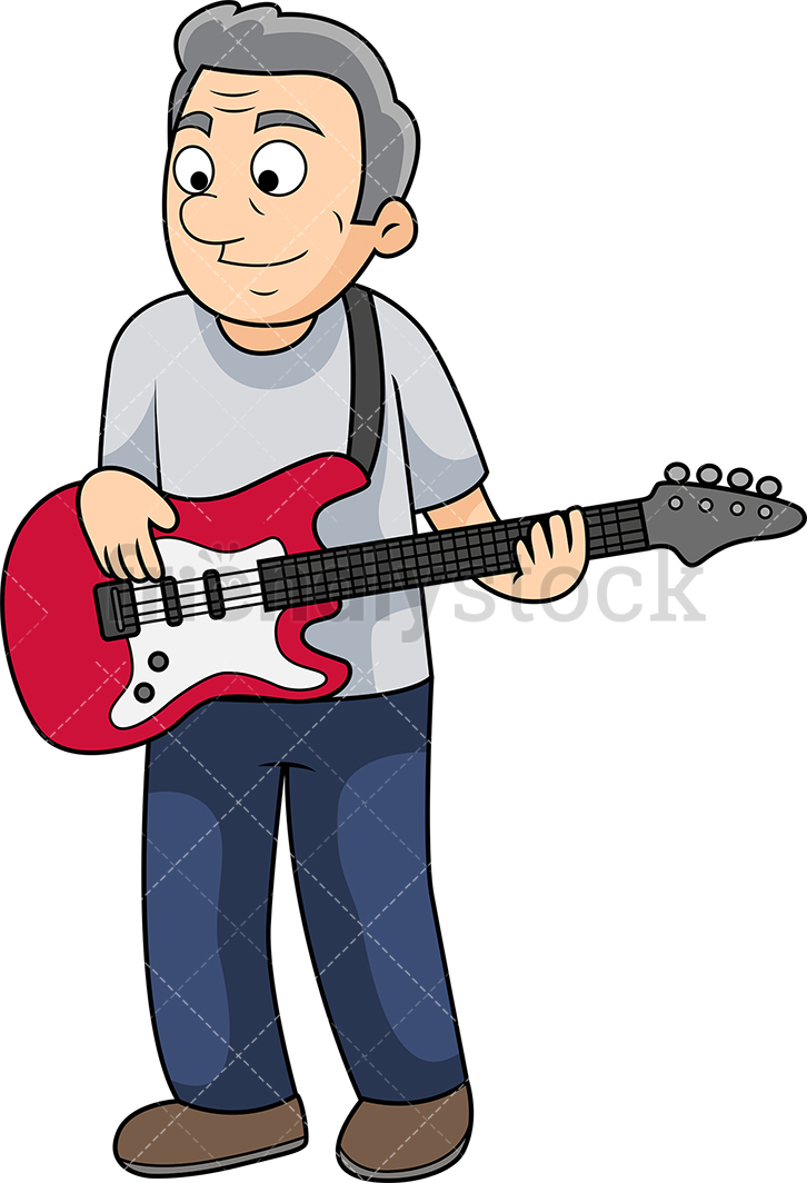 Old Man Bass Guitar Player Cartoon Vector Clipart 726x1064 Old Man Bass Guitar Player Cartoon Vector Clipart