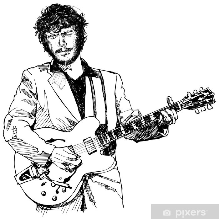 Ink Drawing Vector Illustration Of A Guitar Player Poster Pixers 700x698 Ink Drawing Vector Illustration Of A Guitar Player Poster Pixers