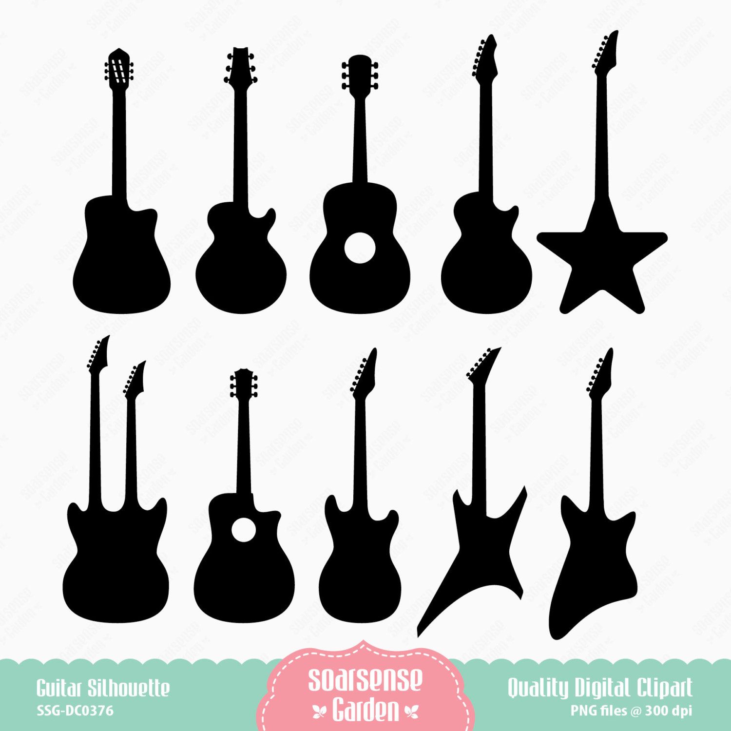 1500x1500 Guitar Silhouette Digital Clipart