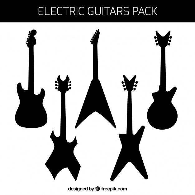 626x626 Pack Of Electric Guitars Silhouettes Vector Free Download