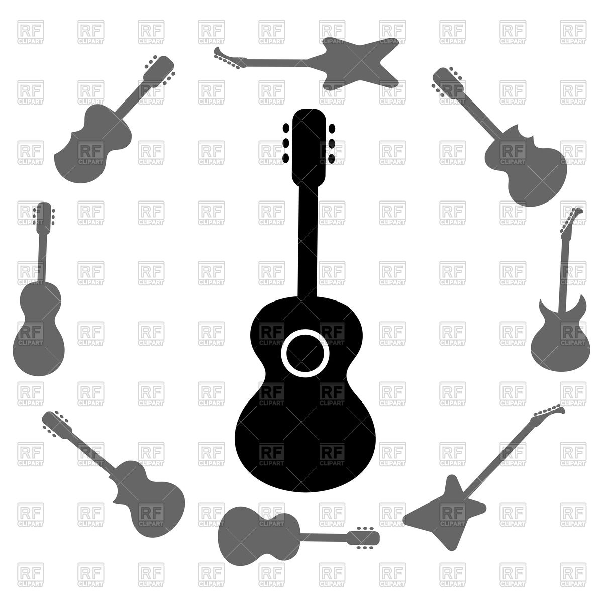 1200x1200 Set Of Guitars Silhouettes Vector Image Of Silhouettes, Outlines