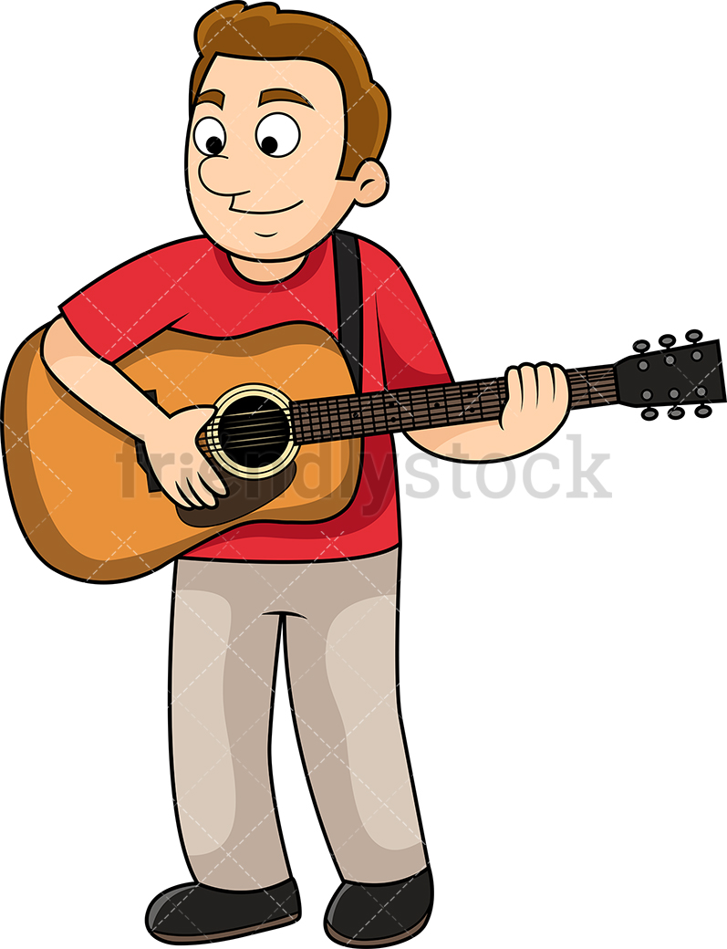 797x1040 Guitarist Holding Acoustic Guitar Cartoon Vector Clipart