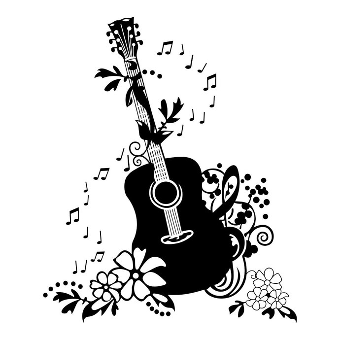 690x690 Decorative Guitar Music Graphics Design Vectordesign