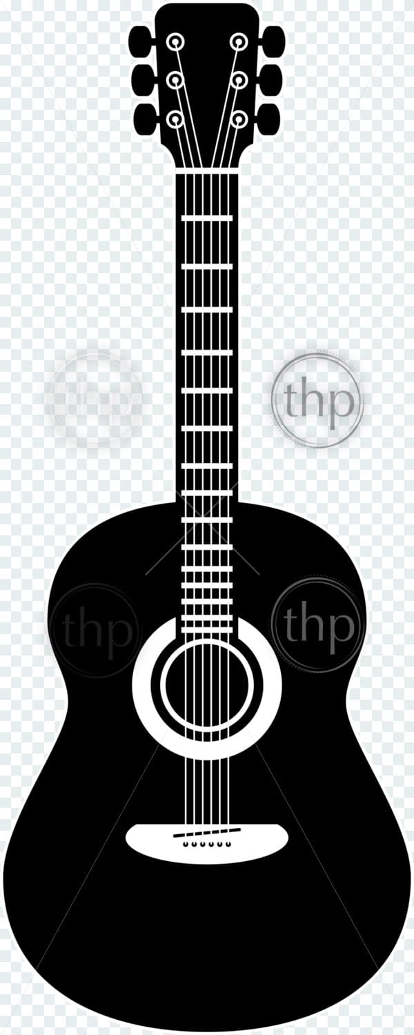 600x1500 Acoustic Guitar Vector Illustration In Black And White Vector