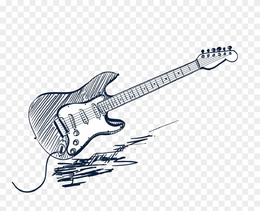 880x715 Sketch Electric Guitar Vector Graphics Drawing Clipart