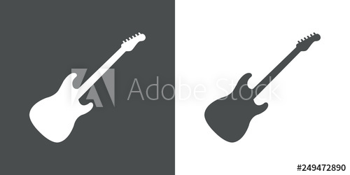500x250 Icono Plano Silueta De Guitarra En Gris Y Blanco