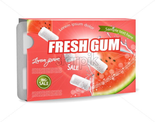 623x491 Chewing Gum Vector Realistic Product Placement Detailed Label