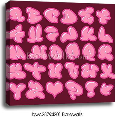 382x390 Graffiti Bubble Gum Vector Font, Canvas Print Barewalls Posters