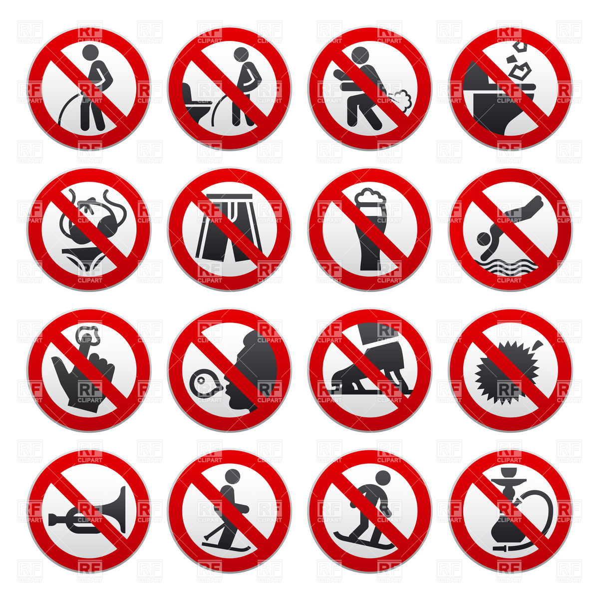 1200x1200 Set Of Prohibited Signs Vector Image Of Signs, Symbols, Maps