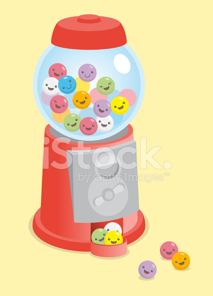 737x1024 Kawaii Cute Gumball Machine Stock Vector