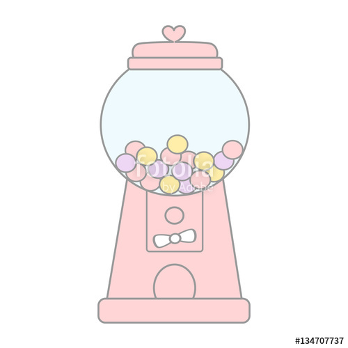 500x500 Cute Pink Cartoon Gumball Machine Vector Illustration Isolated