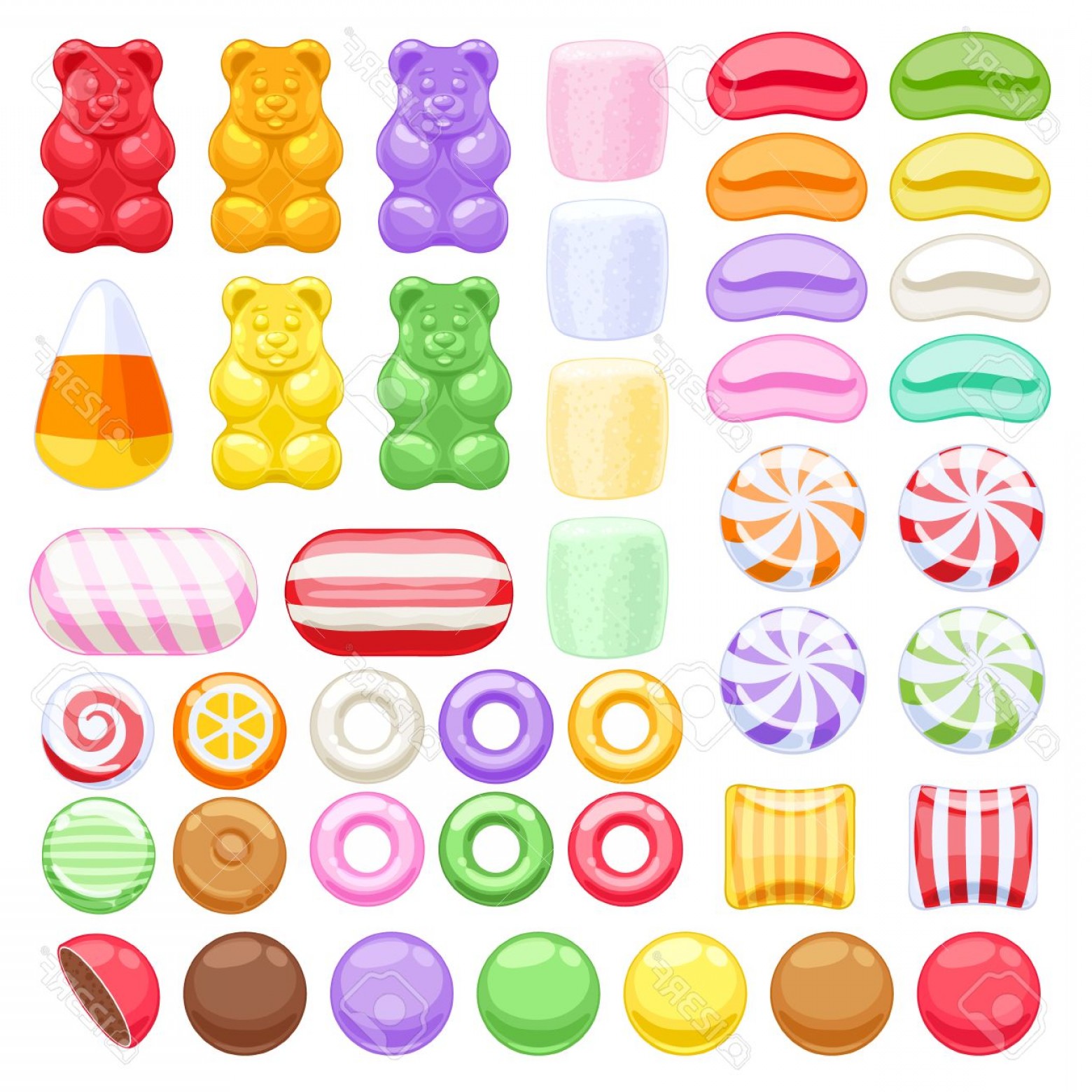 Photostock Vector Set Of Different Sweets On White Background 1560x1560 Photostock Vector Set Of Different Sweets On White Background