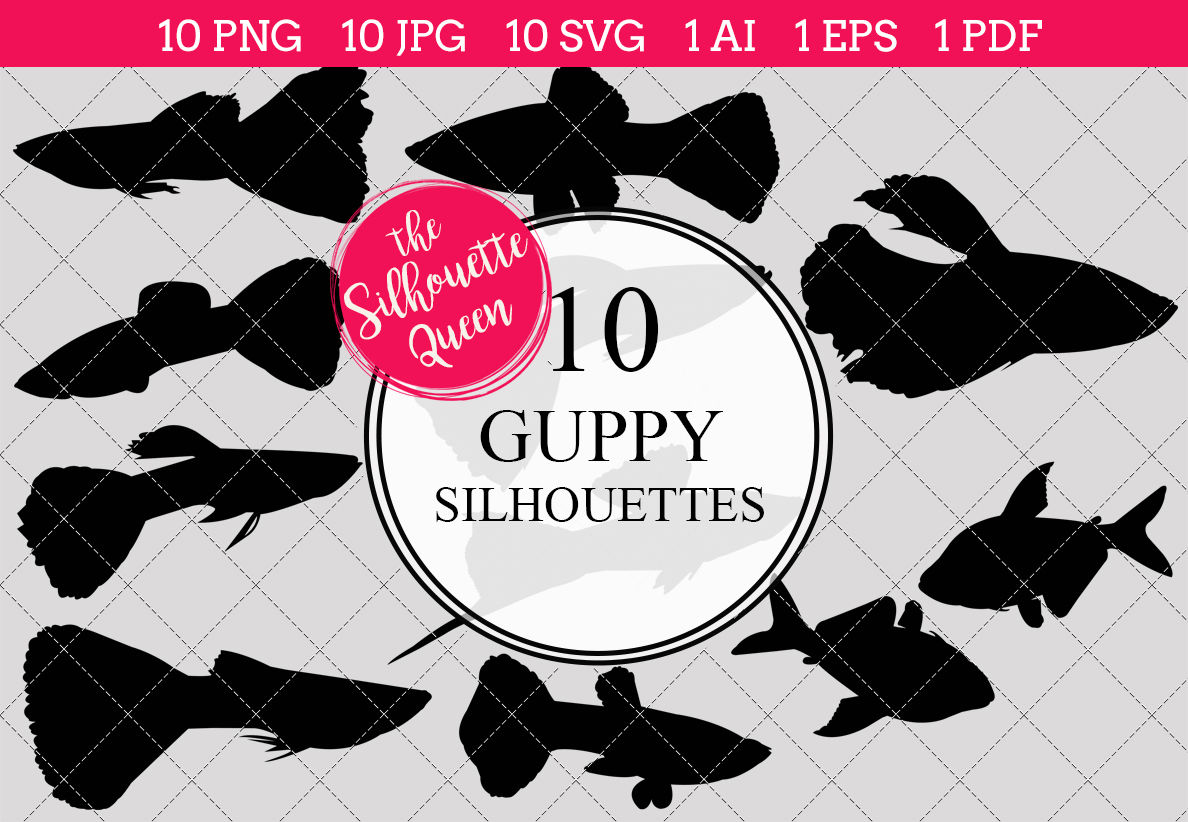 1188x822 Guppy Silhouette Vector