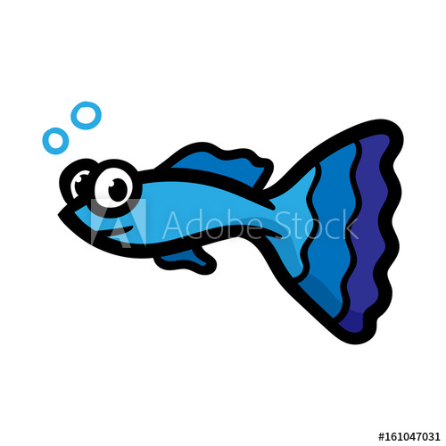 500x500 Cartoon Guppy Fish Vector Illustration
