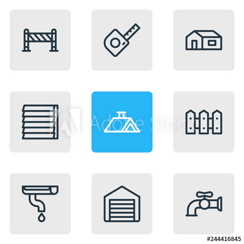 500x500 Vector Illustration Of Architecture Icons Line Style Editable