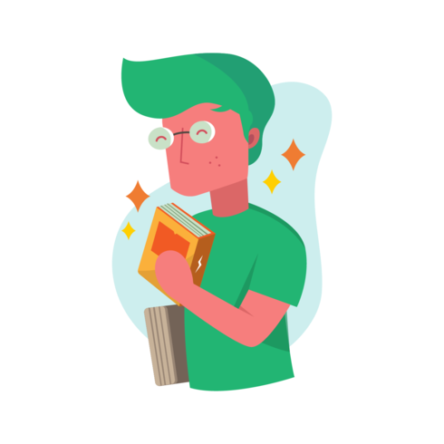 490x490 Bookworm Guy Vector