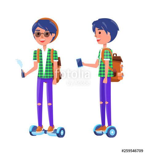471x500 Young Teenager With Vape Smoking Male Guy Vector Stock Image