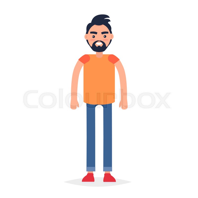 800x800 Cartoon Man Stands In Full Length And Stock Vector Colourbox