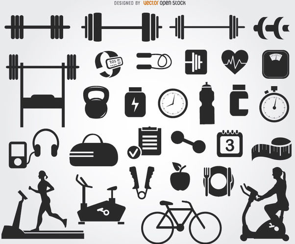 602x498 Gym Icons Silhouettes Free Vector Download Cannypic