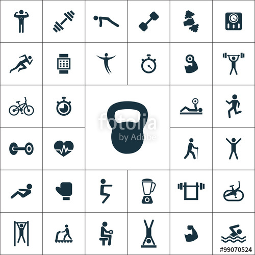 500x500 Gym Icons Universal Set Stock Image And Royalty Free Vector