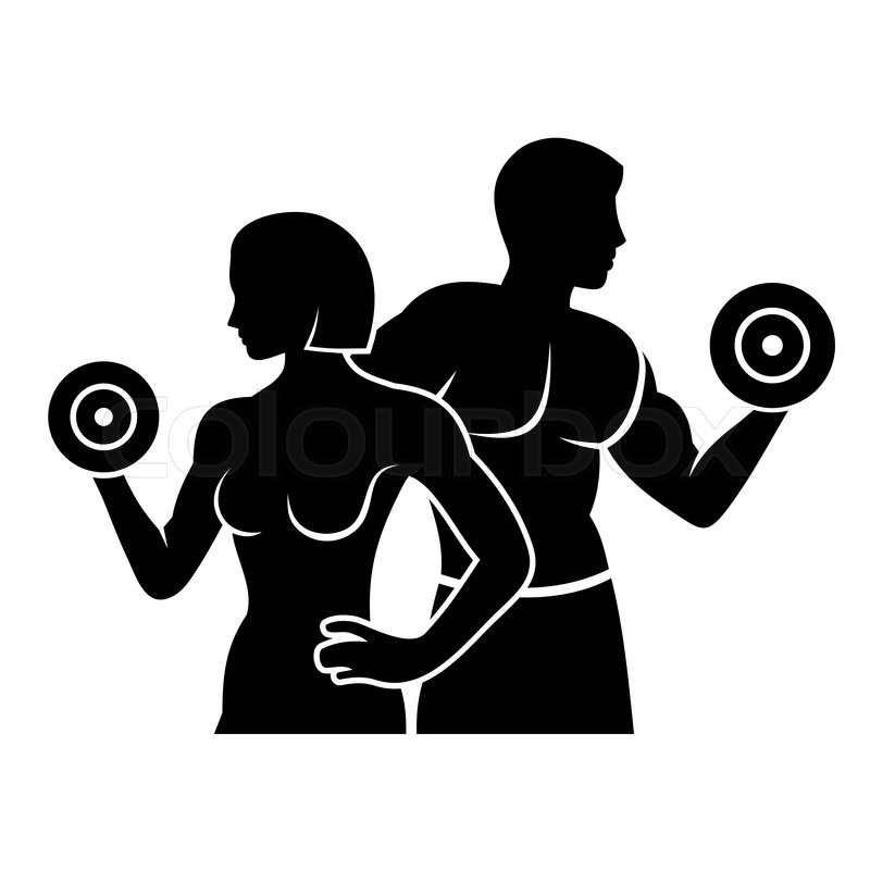 800x800 Man And Woman Fitness Silhouette Stock Vector Colourbox