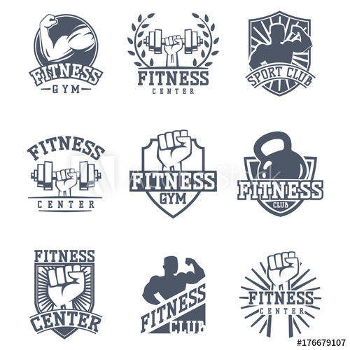 500x500 Monochrome Fitness Emblem Design Element Gym Sport Club Strong