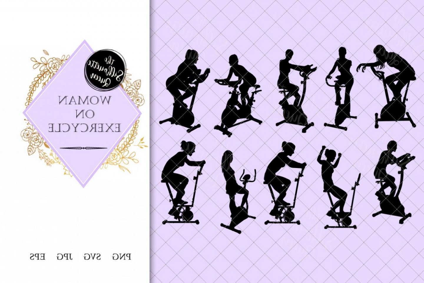 1440x960 Woman On Exercycle Silhouette Fitness At Gym Vector Newwaysys