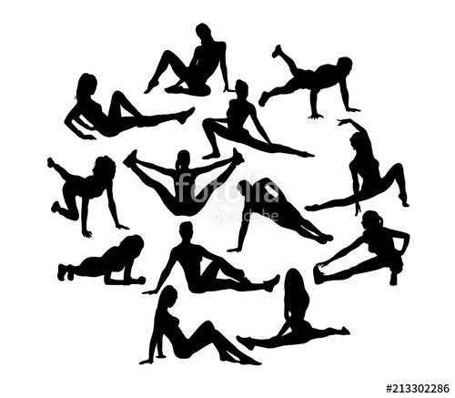 500x437 Female Fitness And Gym Activity Silhouettes,art Vector Design