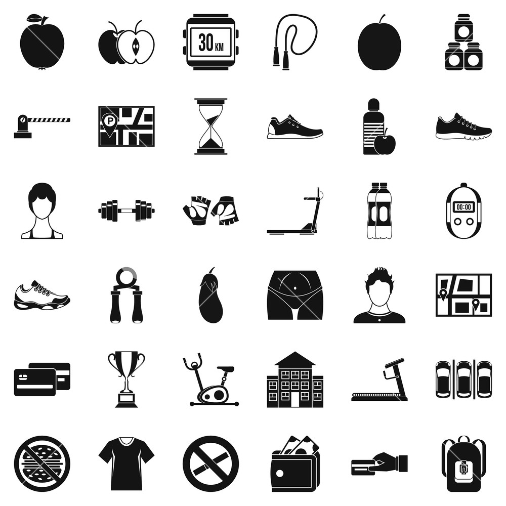 1000x1000 Gym Icons Set Simple Style Of Gym Vector Icons For Web