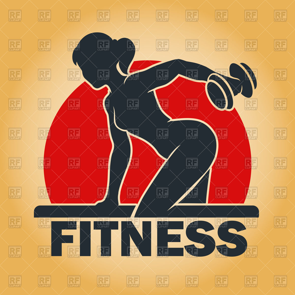 1200x1200 Young Fitness Woman With Dumbbells Training In Gym Vector Image