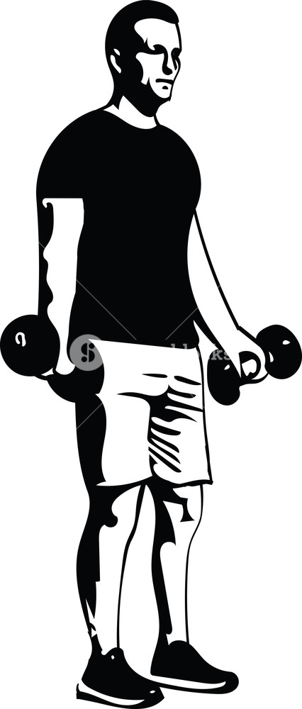 426x1000 Man With Barbell Doing Squats In Gym Vector Illustration Royalty