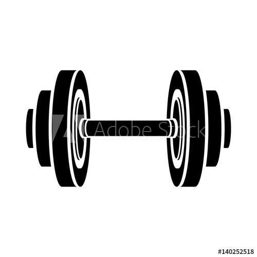 500x500 Monochrome Silhouette With Dumbbell For Training In Gym Vector